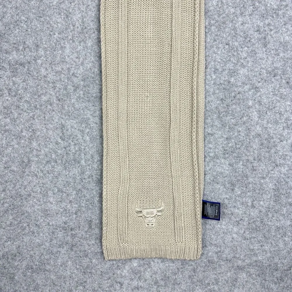 Chicago Bulls NBA Ultra Game Knit Scarf Tan Neutral Embroidered Logo Bull OSFM*